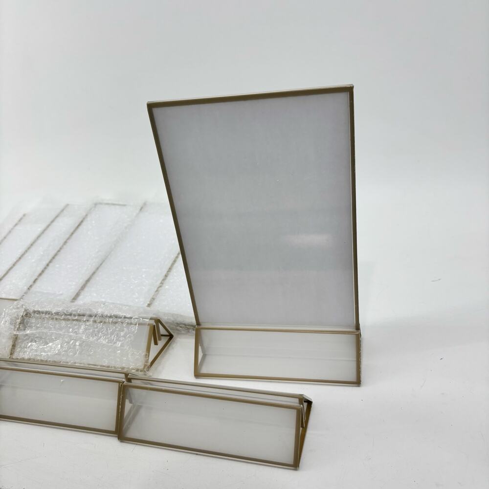Display Acrylic 5x7 Sign Holder Lot of 6 Gold Trim Pictures Wedding - Picture 5 of 13
